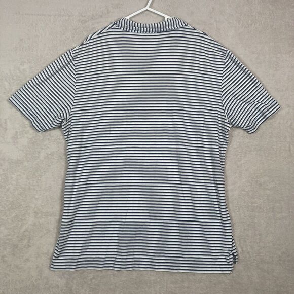 Peter Millar Contemporary Fit Golf Polo Seaside Wash Size Large White Striped - Picture 5 of 5